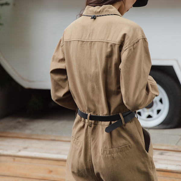 【2color】ウエストベルトメンズライクジャンプスーツ AU-224