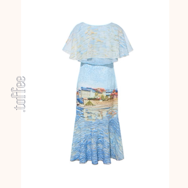 潮の音が聞こえる:シフォンプリントロングワンピース《Z00972》