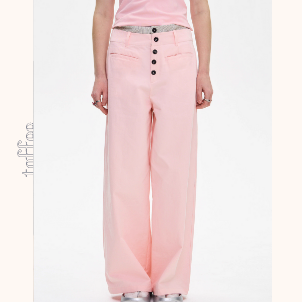 【2color】チェック柄ディテールワイドパンツ《Z01005》