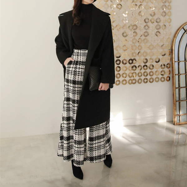 ワイドレッグチェックパンツ X-467