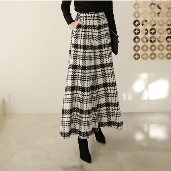 ワイドレッグチェックパンツ X-467