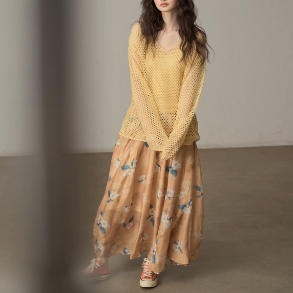 【4color】メッシュオーバーサイズニットトップ《Z00998》