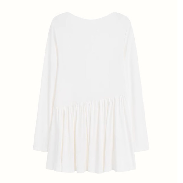 【2color】ラウンドネックペプラムロングトップ《Z00979》