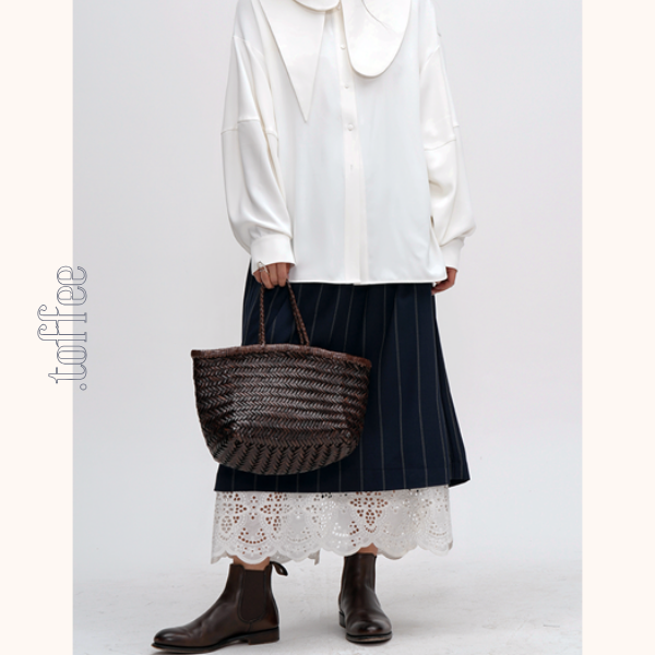 ネイビーストライプ&レース重ね着スカート Z00477