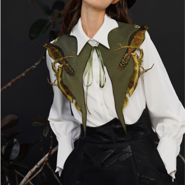 バードエンブロイダリーショール w-061