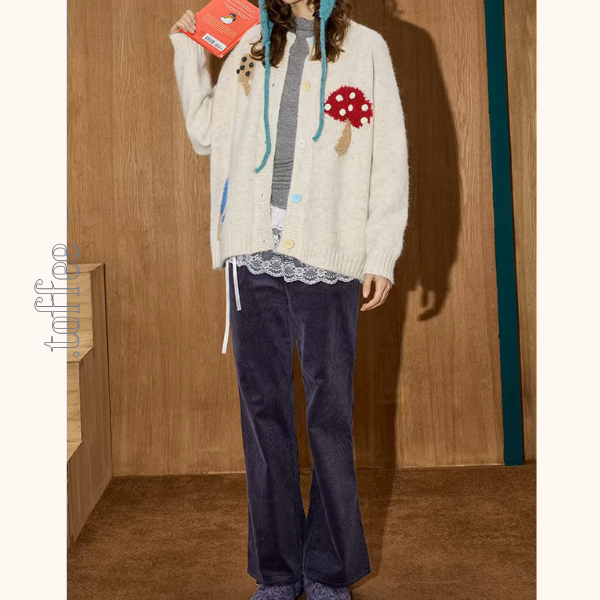 カラフルきのこの遊び心カーディガン《Z01136》