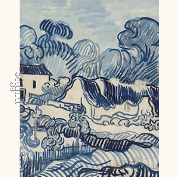 【2color】名画が踊る、切替アートプリントスカート《Z01123》