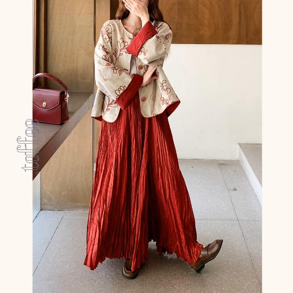 花咲く情景のセットアップ/花柄トップス&マキシスカート《Z01151》