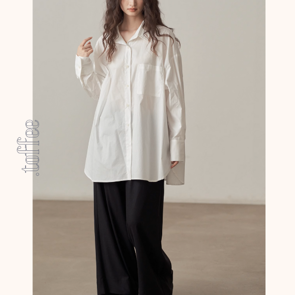 【2color】バックリボンオーバーサイズシャツ《Z00999》