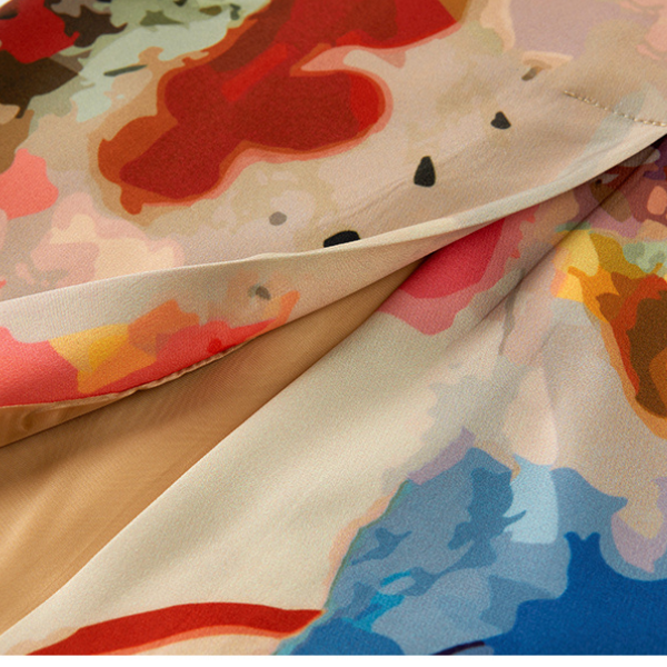 油絵プリントハイウエストスリムヒップスカート X-518