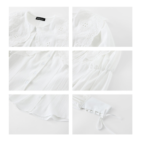 ドールカラーレースアップブラウス w-152