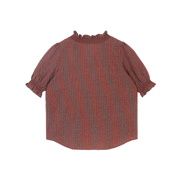 フリルネックチェック柄ブラウス《Z00822》