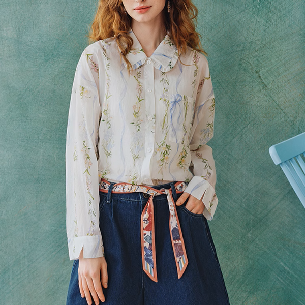 フローラルプリントシアーシャツ《Z00962》