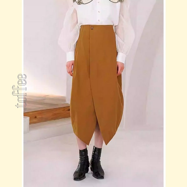 【2color】蕾の様なスリットスカート C0166