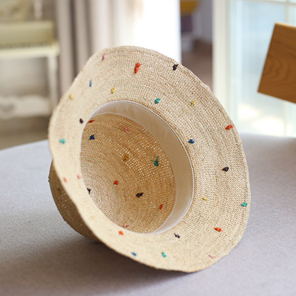 カラフルドットラフィアハット Z00390