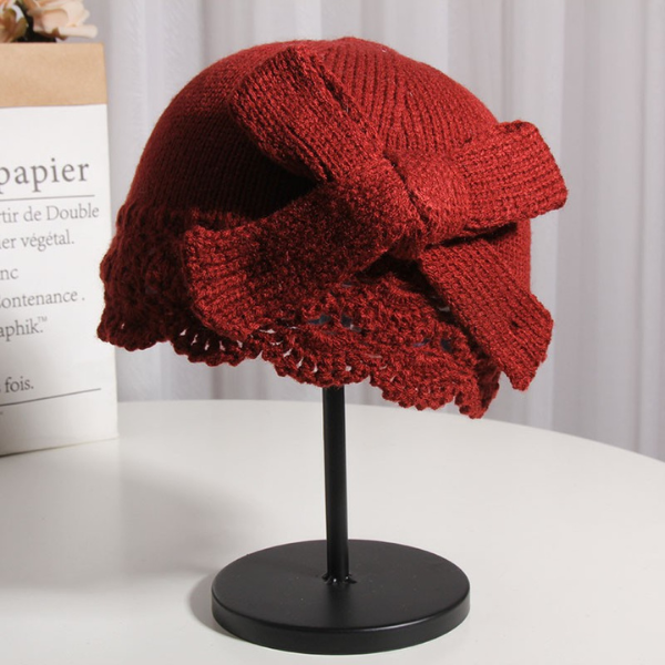 【4color】レースステッチレトロドームベレー帽 AU-113