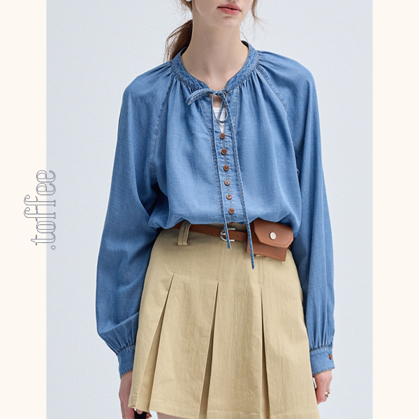 フロントリボンデニムシャツ Z00458