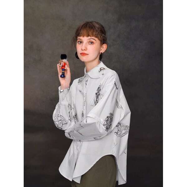 【2color】くるみ割り人形プリント2WAYスリーブシャツブラウス C0108
