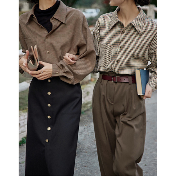 【2color】フレンチレトログレンチェックシャツ AU-184