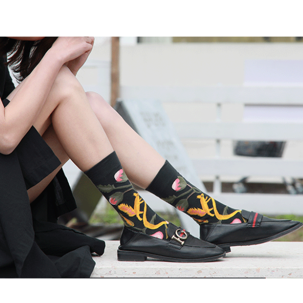 フラワーデザインソックス4p w-080