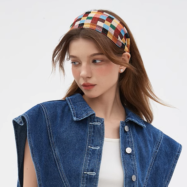 カラフルブロックチェックヘアバンド《Z01030》