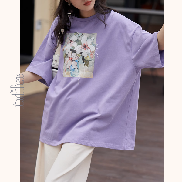 【3color】フラワープリントオーバーサイズTシャ《Z00993》