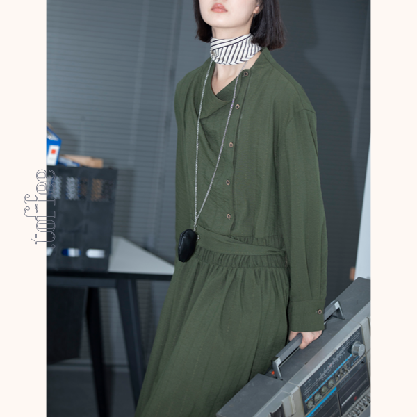 【2color】斜め前立てロングワンピース Z00551