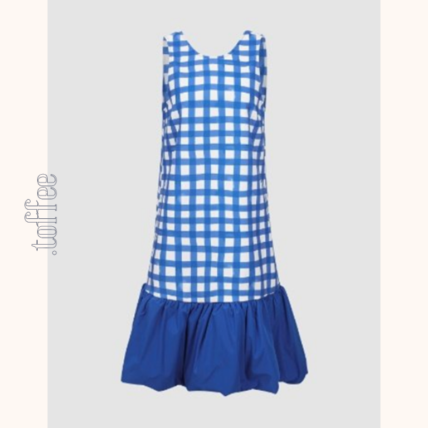 チェック切り替えバルーンワンピース Z00412