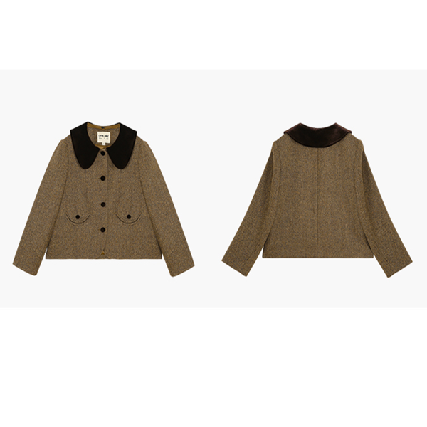 ヘリボーン柄ショートジャケット&プリーツミディスカートのセットアップ Z00481