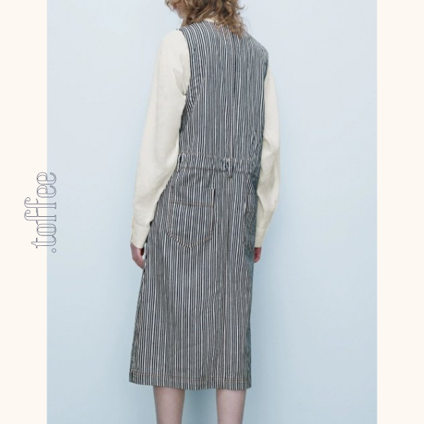 Vネックストライプワンピース Z00409