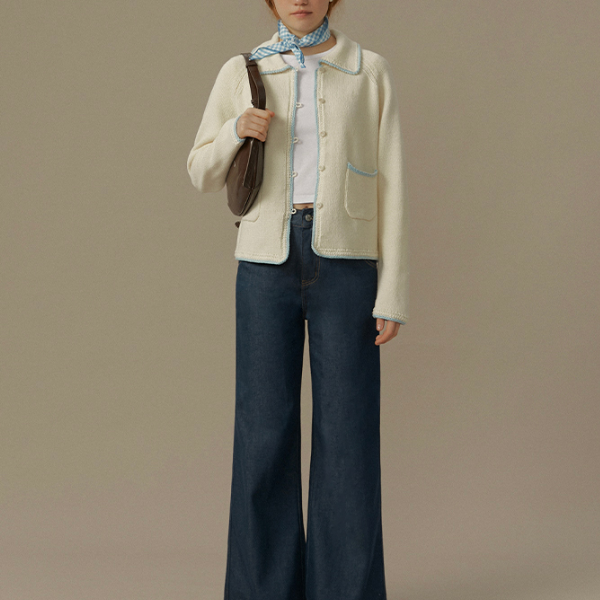 北欧風コントラストエッジカーディガン《Z00826》