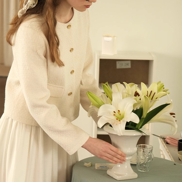 ラウンドネックツイードショートジャケット Z00622