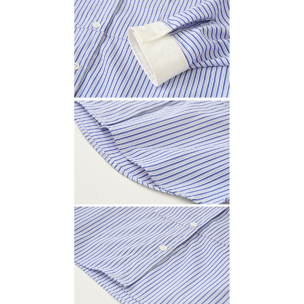 ストライプバンドカラークロップドシャツ X-380