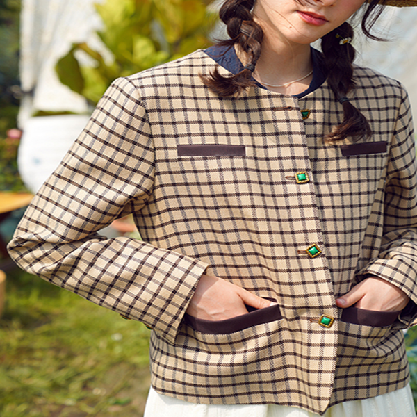 クラシックチェック柄ショートジャケット Z00509