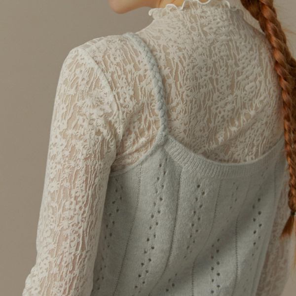 ツイストショルダーストラップメッシュキャミソール《Z00827》