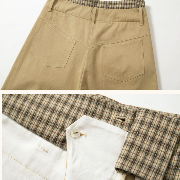 【2color】チェック柄ディテールワイドパンツ《Z01005》