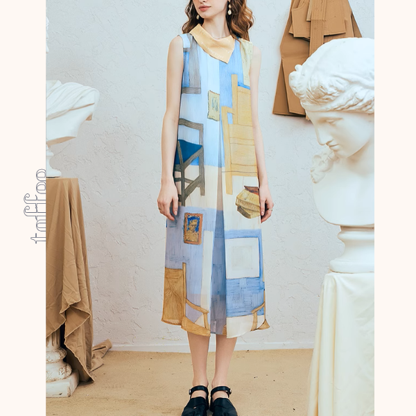 ルームプリントノースリーブワンピース《Z00980》