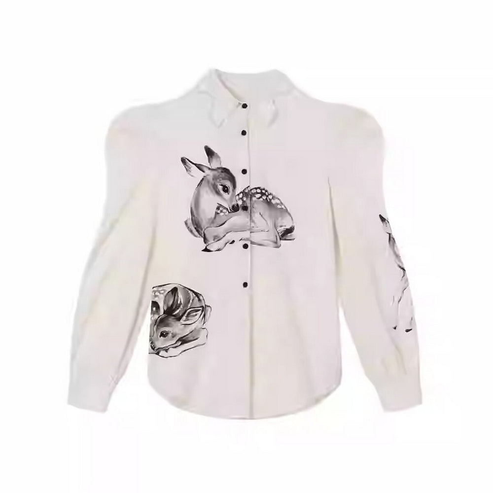 【2color】月明かりのバンビが踊る:オリエンタルな世界へ誘うブラウス C0185