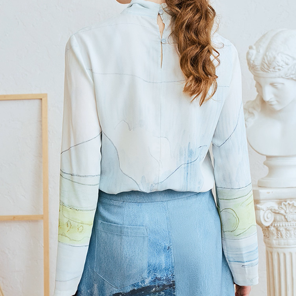 風景画タッチのボウタイアートシャツ《Z01063》