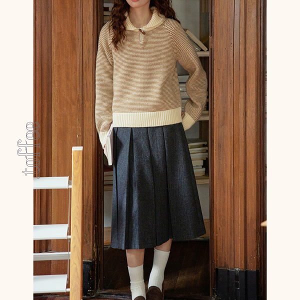 ミモレ丈ウールプリーツスカート Z00563