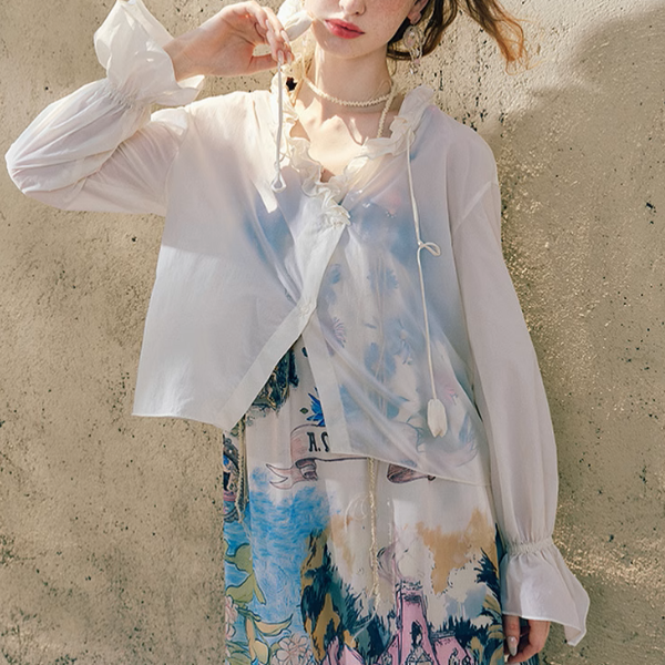 フリルシアークロップドカーディガン《Z00971》