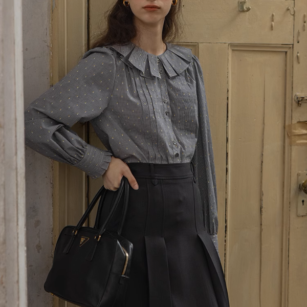 【2pattern】フリル&プリーツディテールブラウス《Z00860》