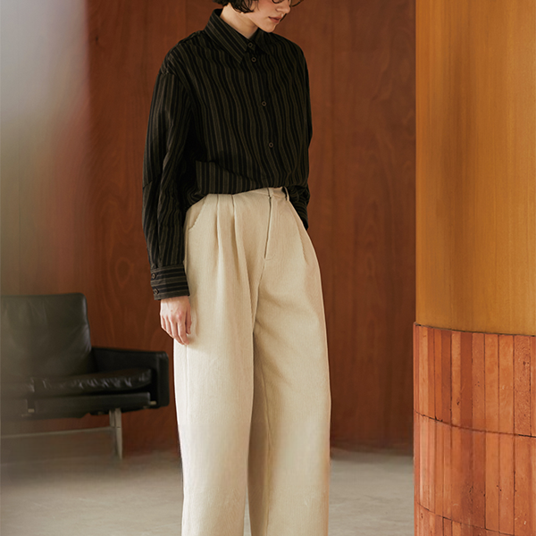 ストライプポロカラールーズシャツ 《Z00813》