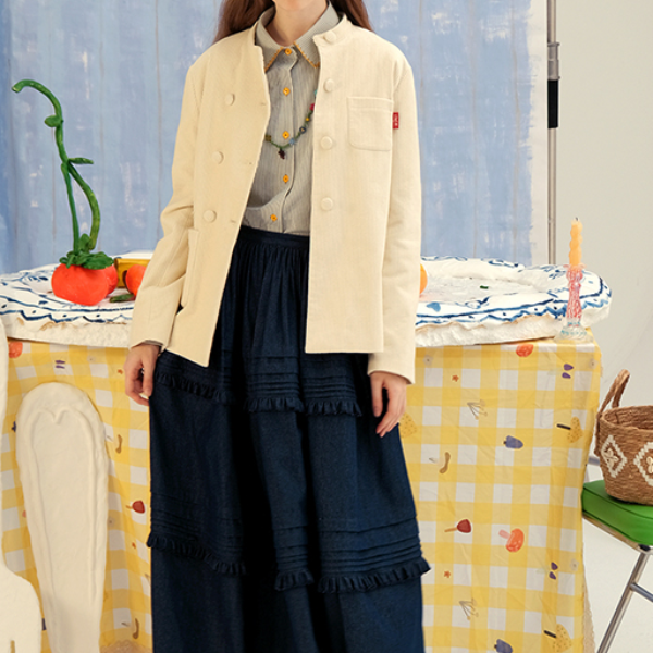 【2color】コーデュロイスタンドカラーシングルブレストジャケット 《Z00744》