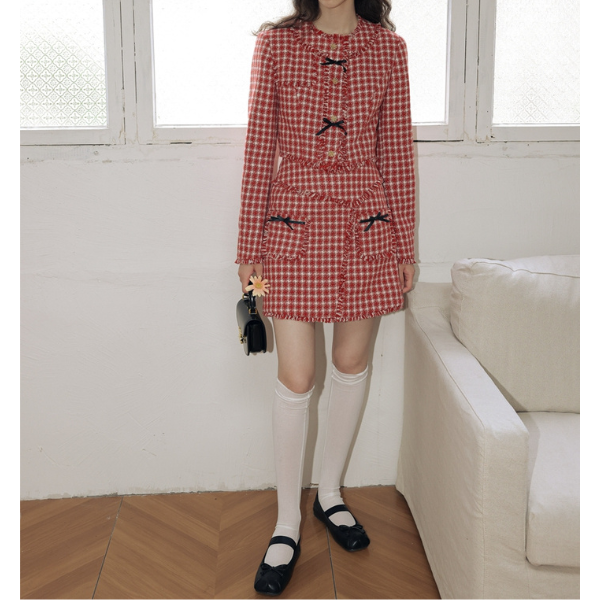 千鳥格子フリンジエッジセットアップ Z00018