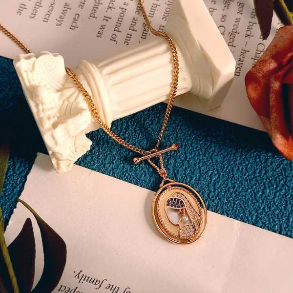 『真珠の耳飾りの少女』モチーフのネックレス&ピアスセット Z00063