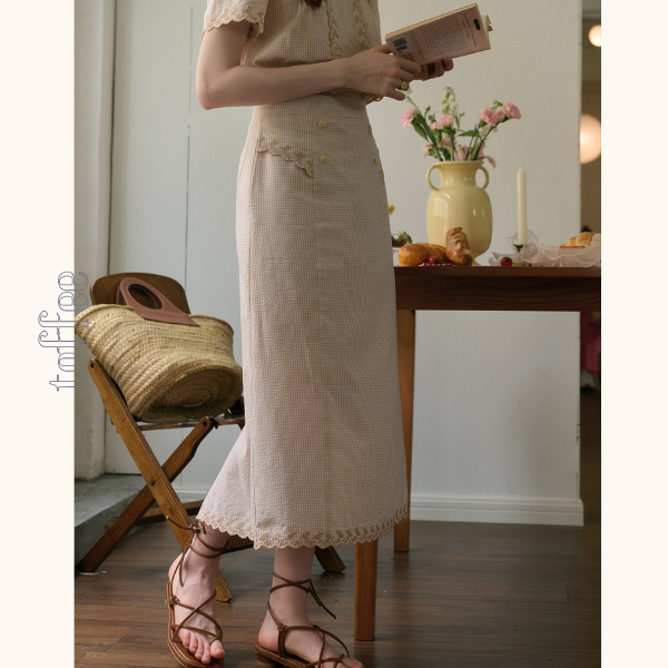 レトロ調ハイウエストAラインロングスカート Z00783