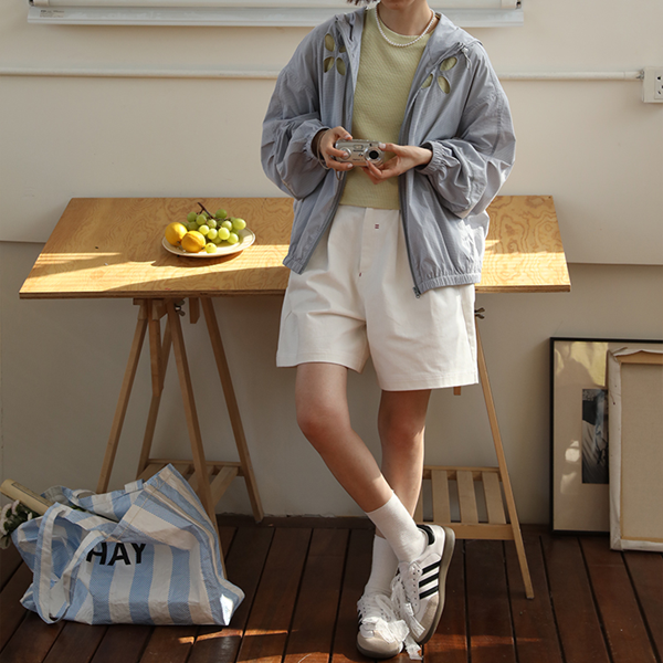 【2color】お花モチーフの中空フードジャケット Z00353