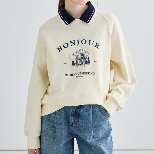 “BONJOUR”プリントスェットシャツ Z00087