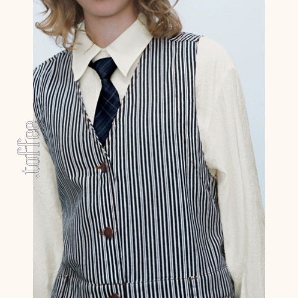 Vネックストライプワンピース Z00409